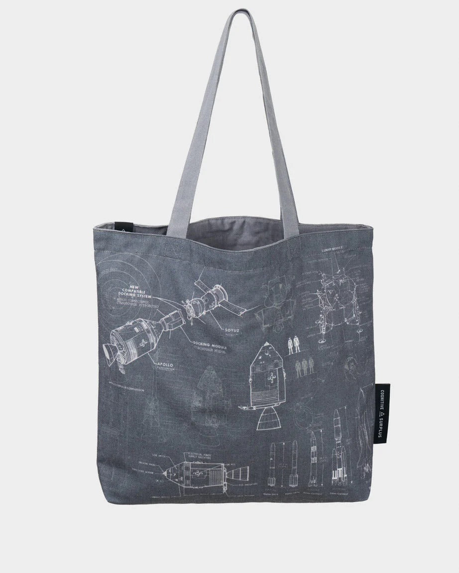 Rocketry Reversible Canvas Tote - Grayscale