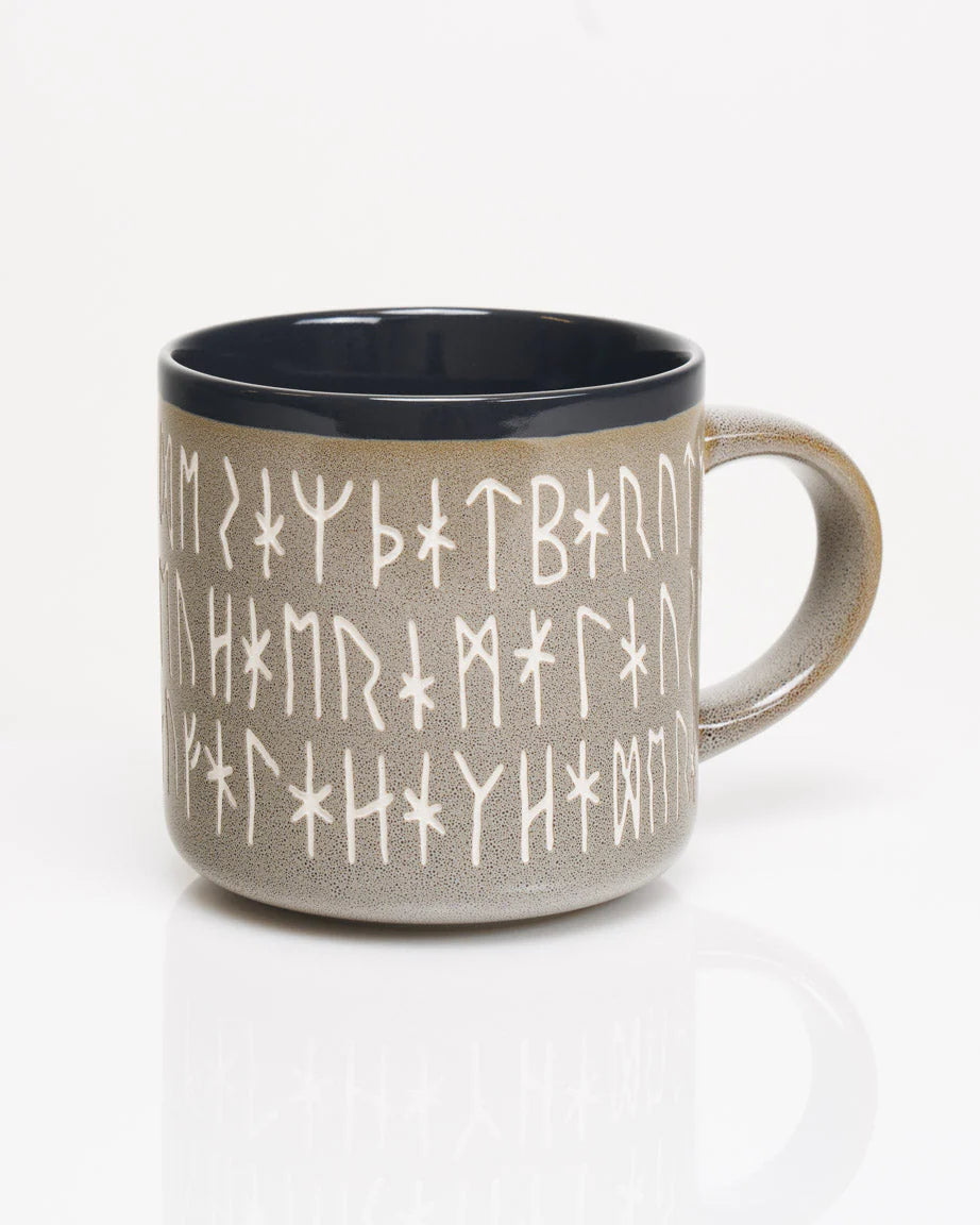 Norse Runes Carved Ceramic Mug