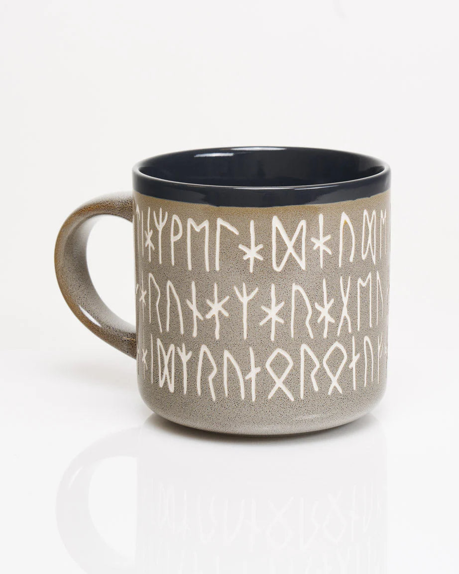 Norse Runes Carved Ceramic Mug