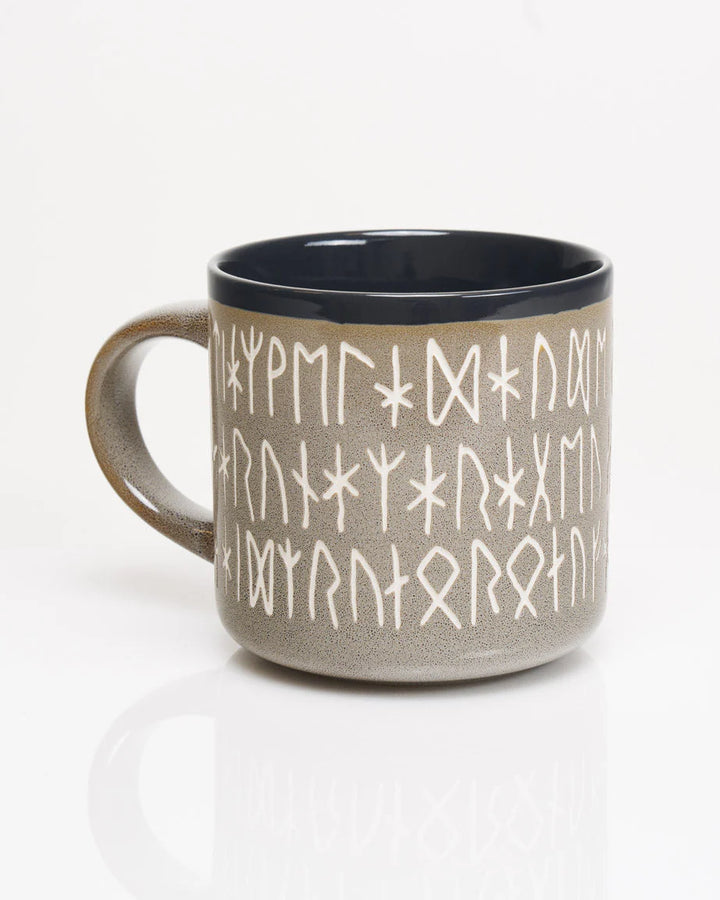Norse Runes Carved Ceramic Mug