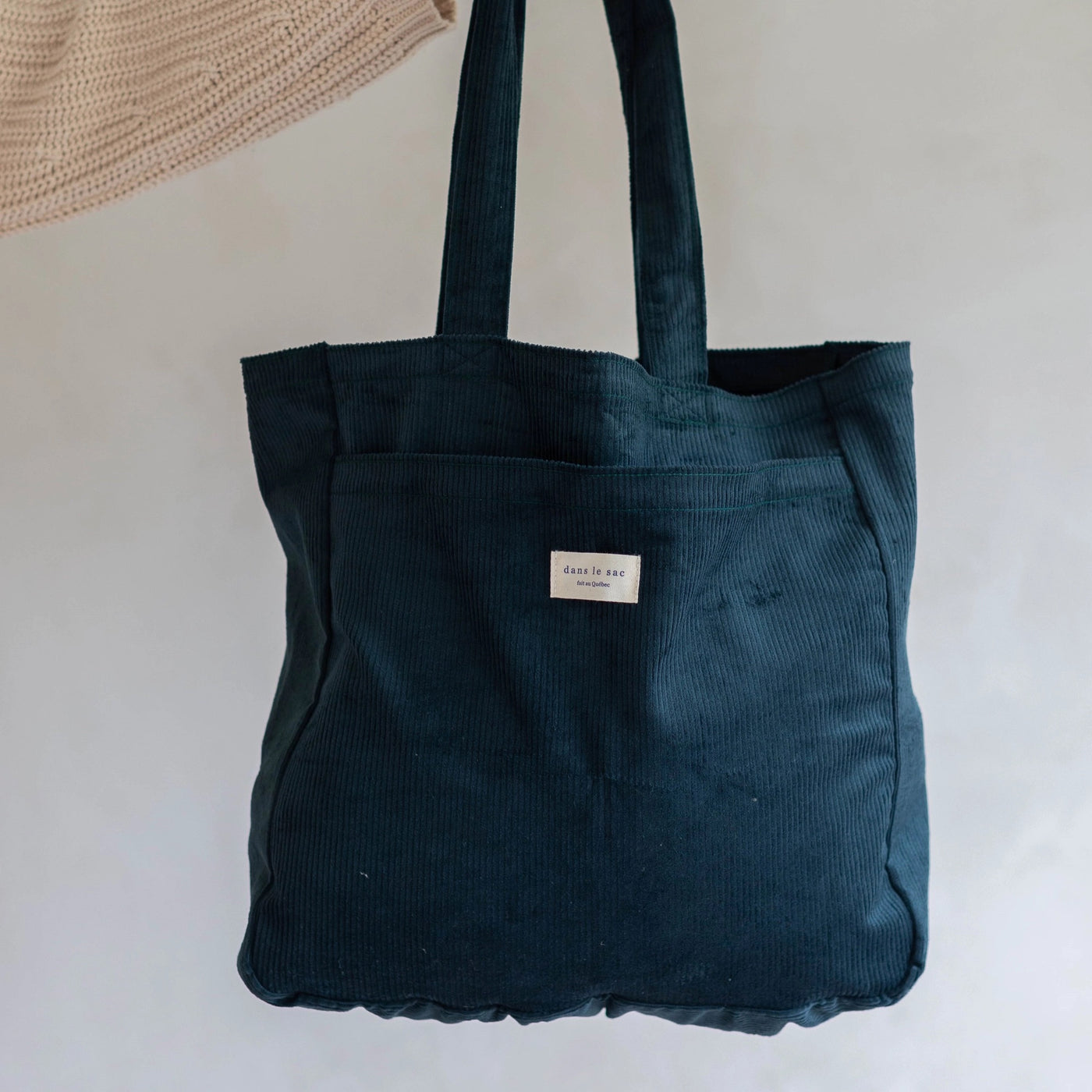 Double Pocket Tote Bag - Corduroy Emerald