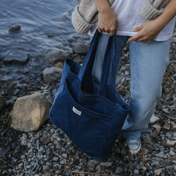 Corduroy Tote Bag - Ocean Blue