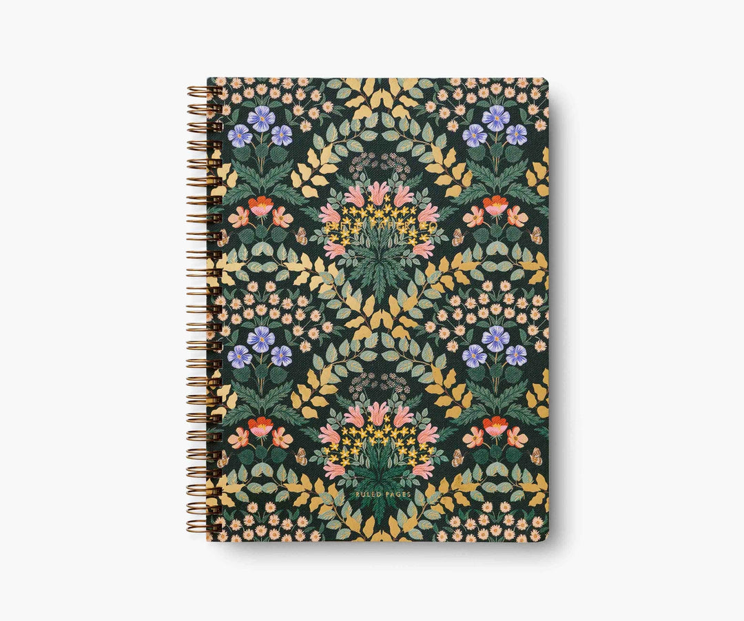 Dark Garden Floral Spiral Notebook