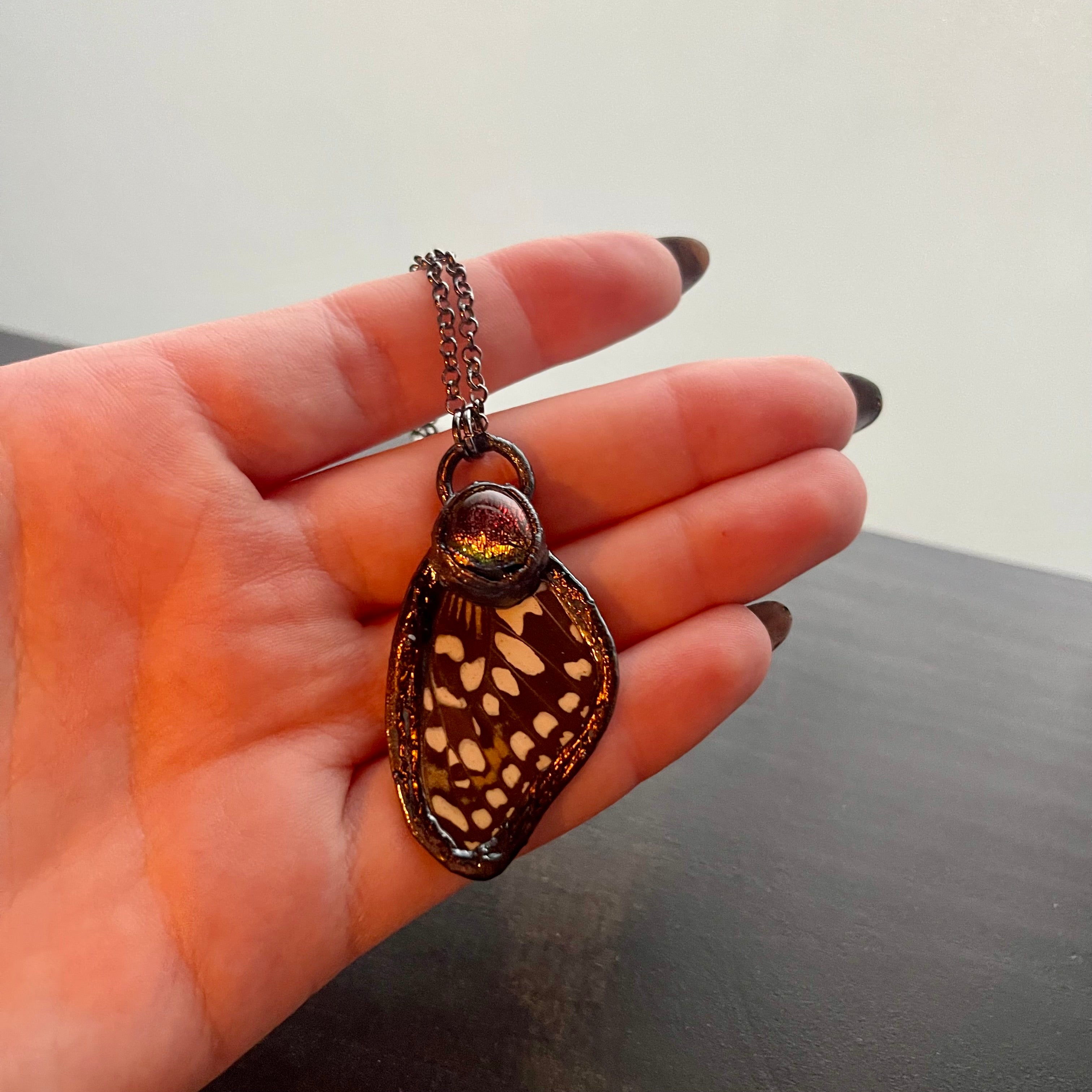 Butterfly Wing and Crystal Necklaces