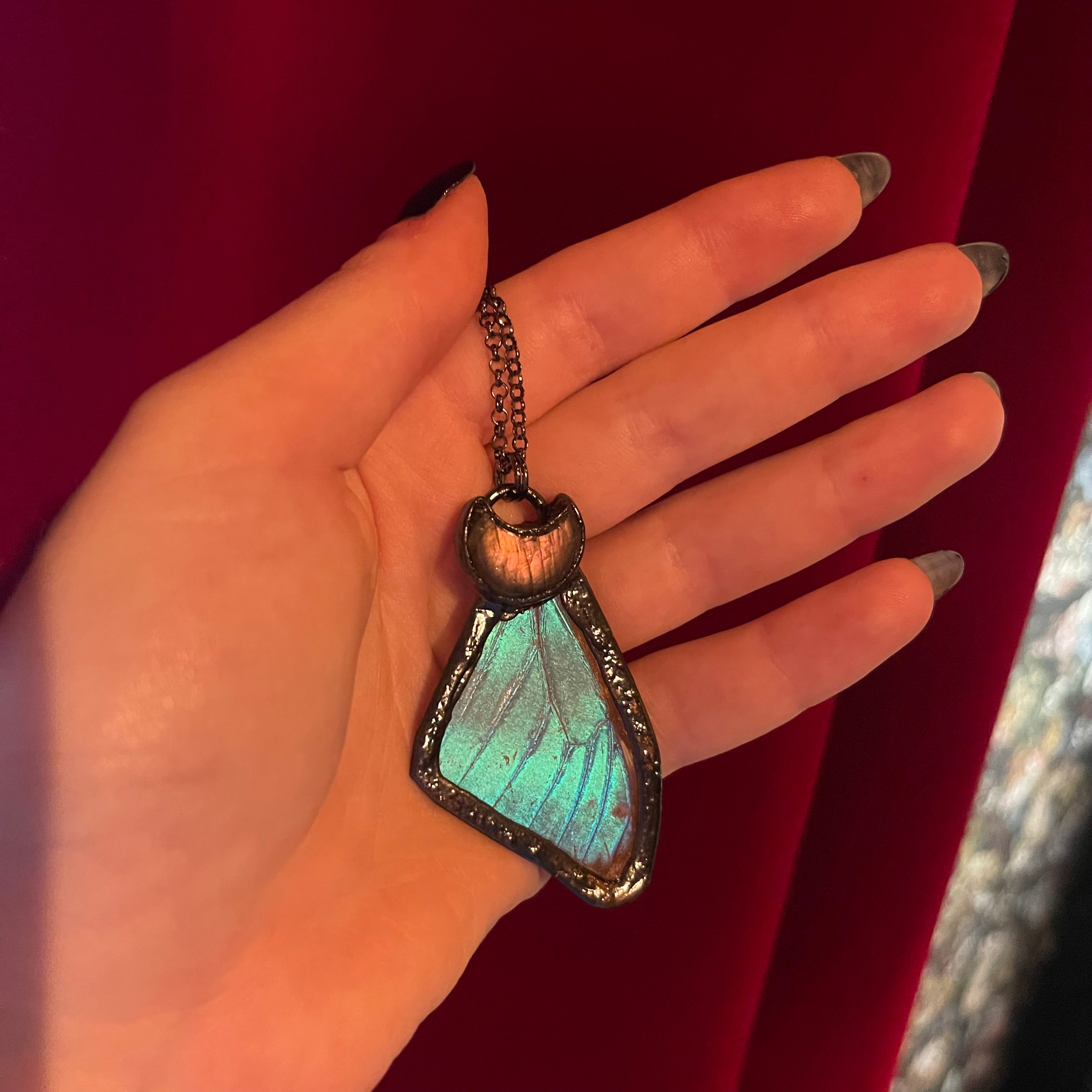 Butterfly Wing and Crystal Necklaces