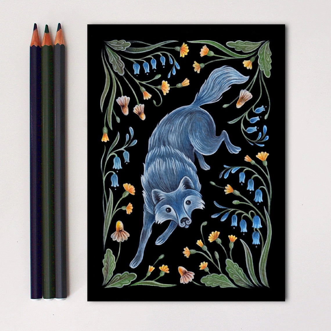 Folk Art Wolf Print