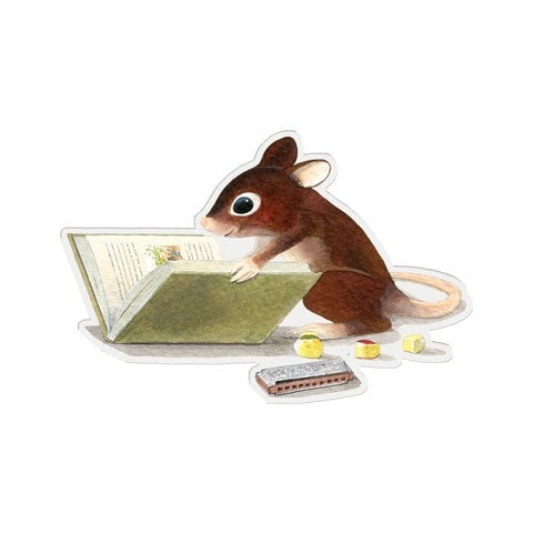 Mouse Reading Vinyl Stickers