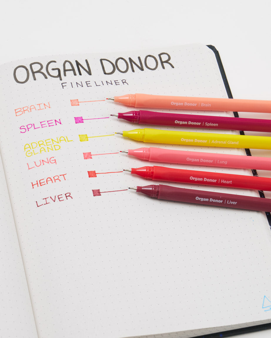 Organ Donor Fineliner Pens - 6 Pack