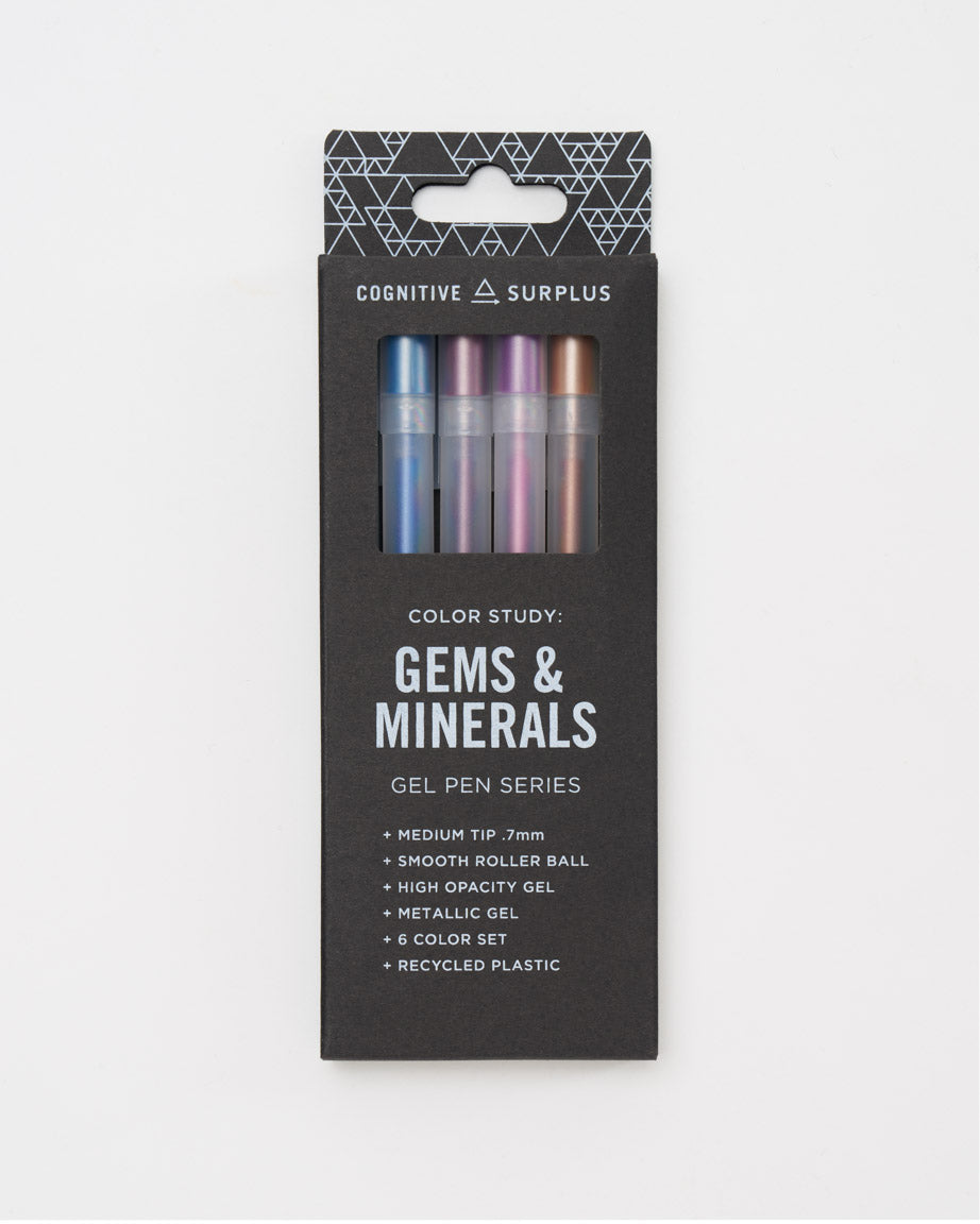Gems & Minerals Gel Pens - Metallic 6 Pack