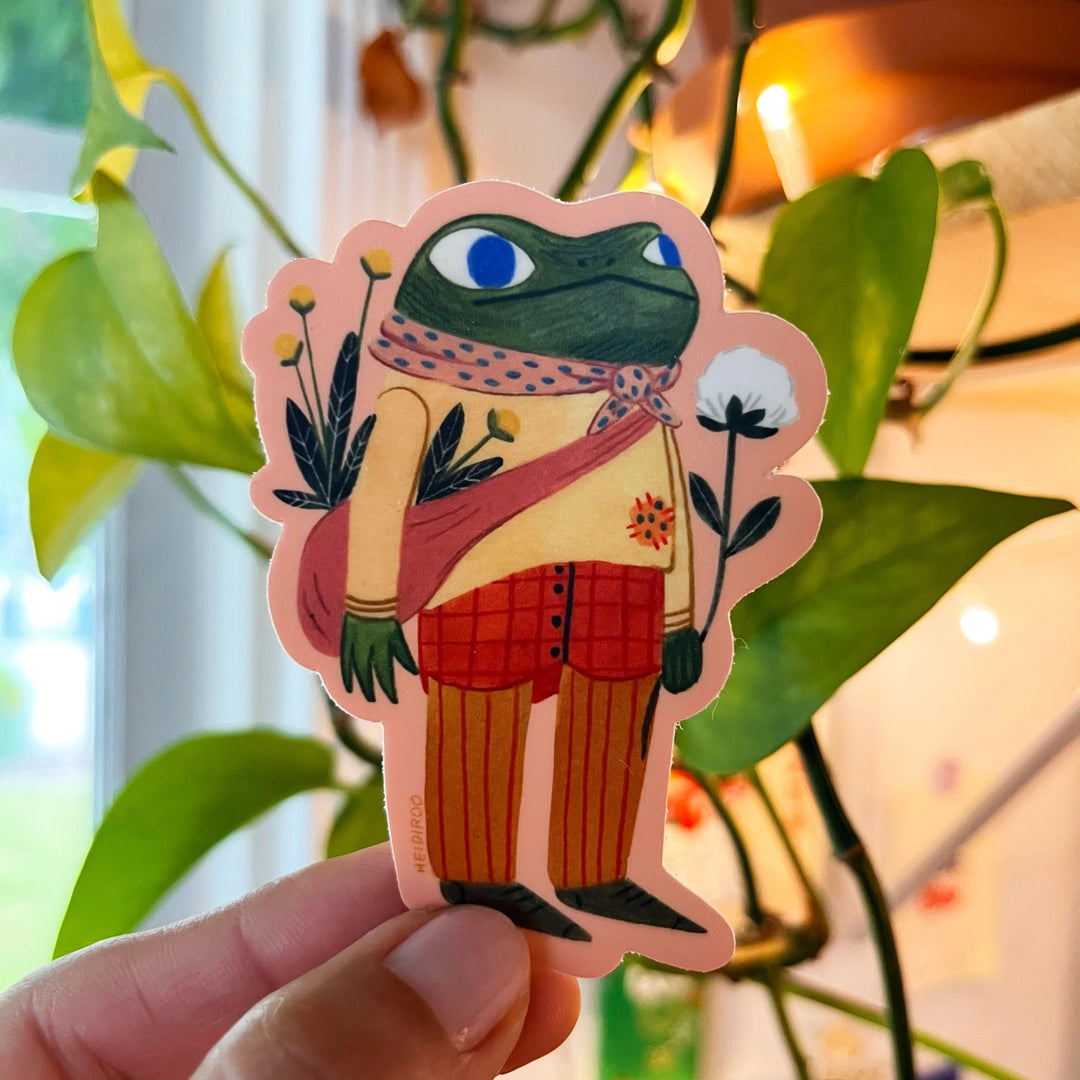 Flower Delivery Frog Sticker