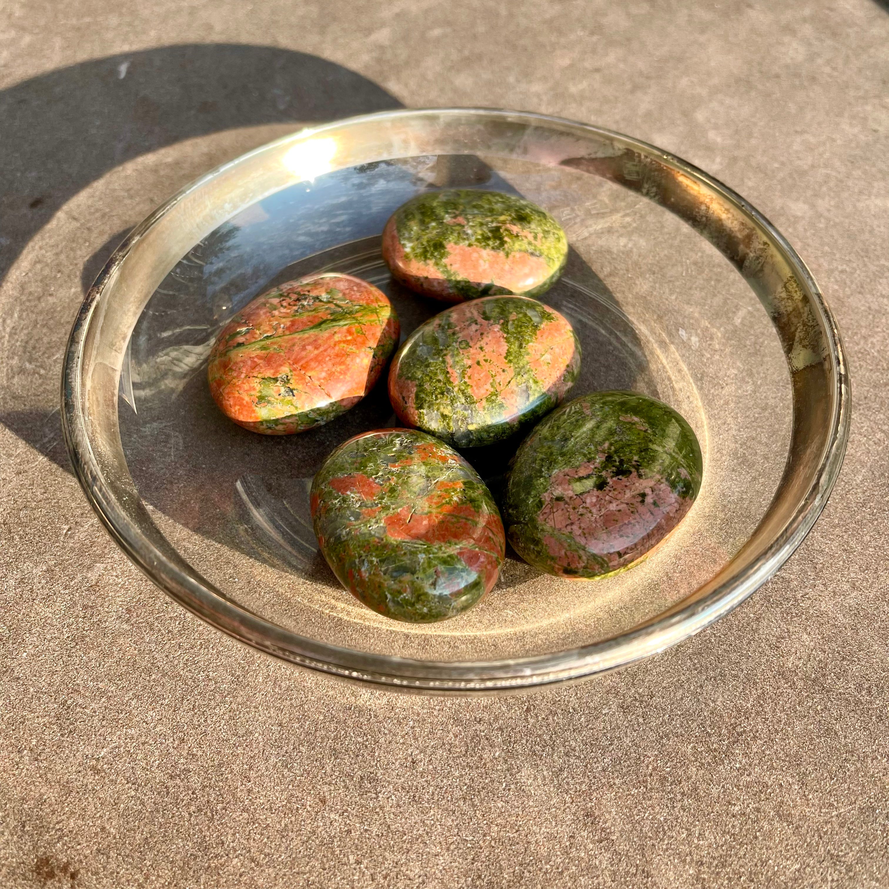 Unakite - Pillow Palm Stone