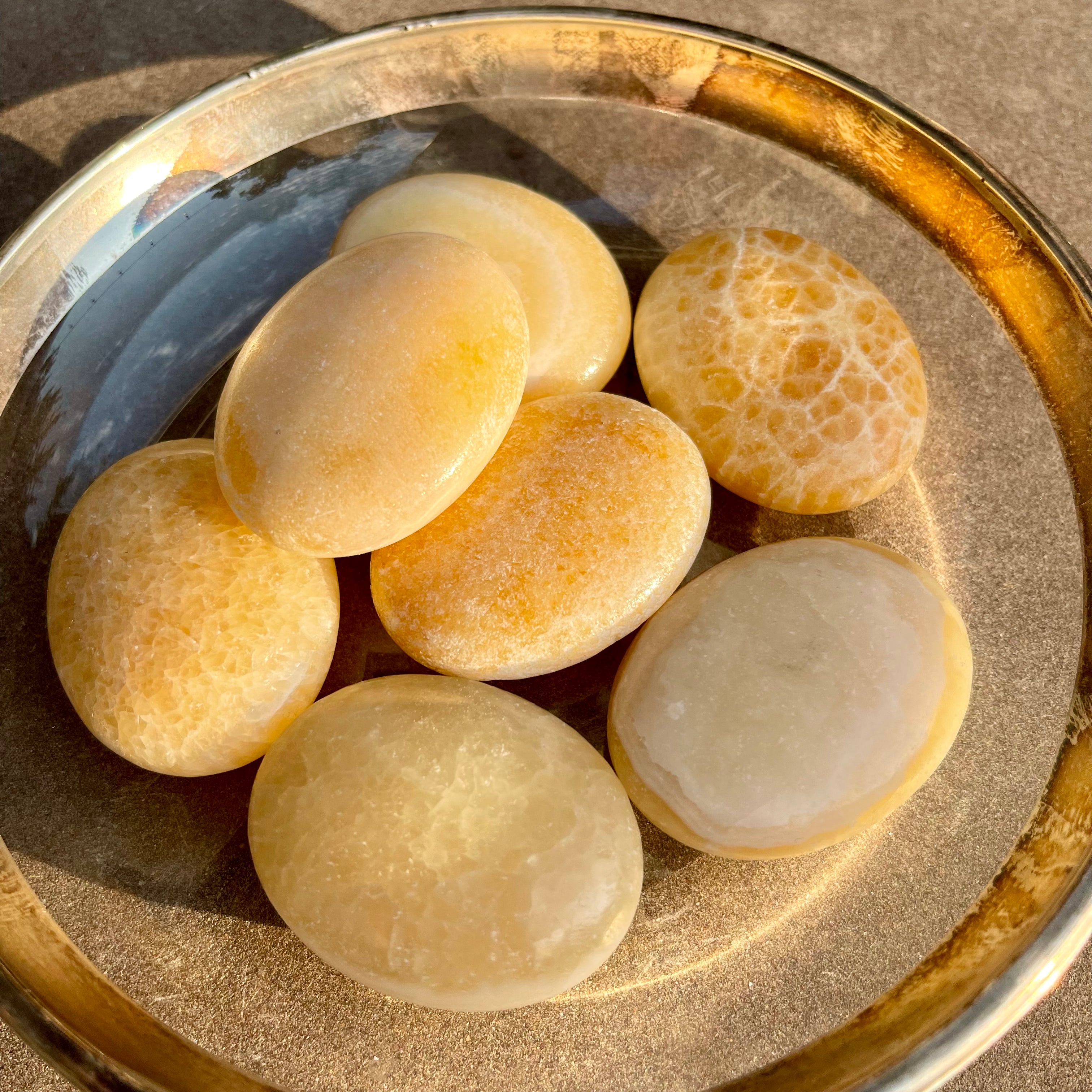Orange Calcite - Pillow Palm Stone