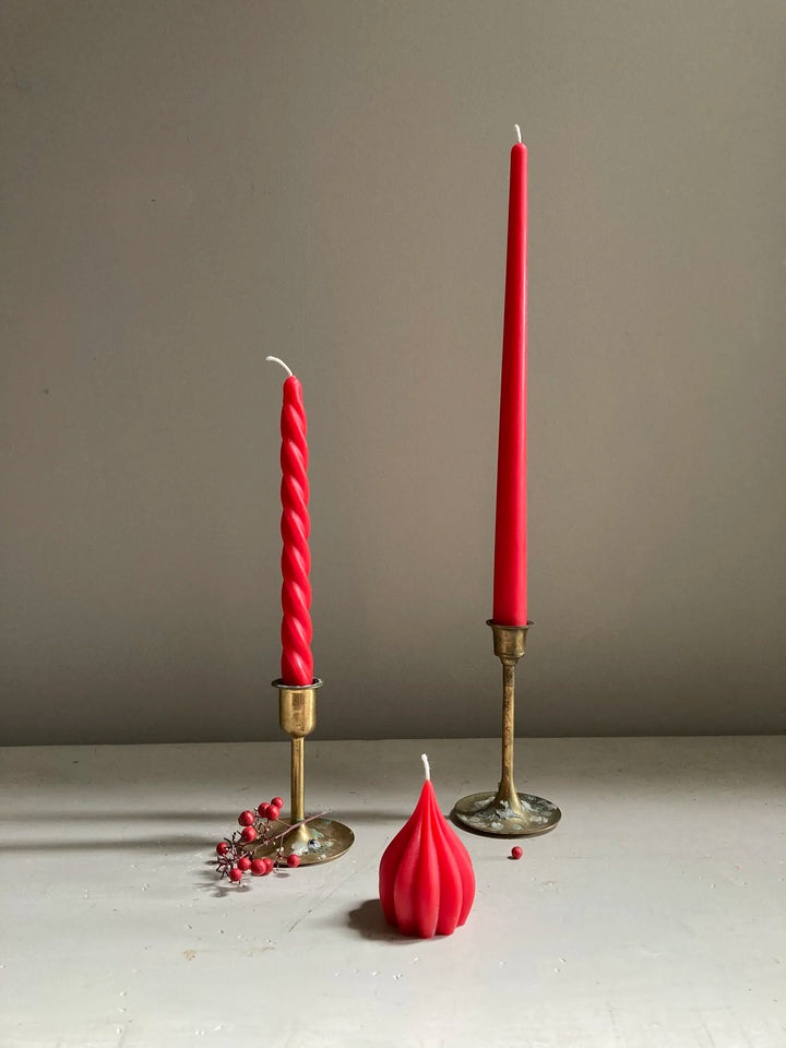Dewdrop Beeswax Candle - Red