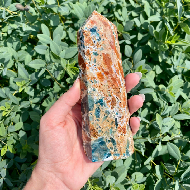 Blue Apatite Orange Calcite Jumbo Towers