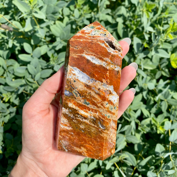 Blue Apatite Orange Calcite Jumbo Towers