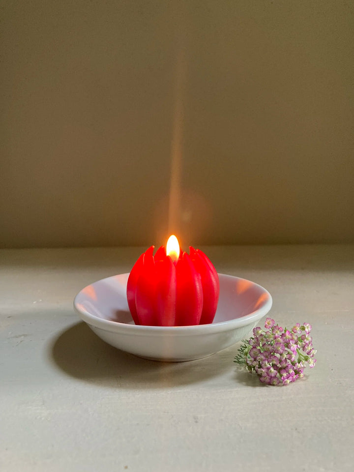 Dewdrop Beeswax Candle - Red