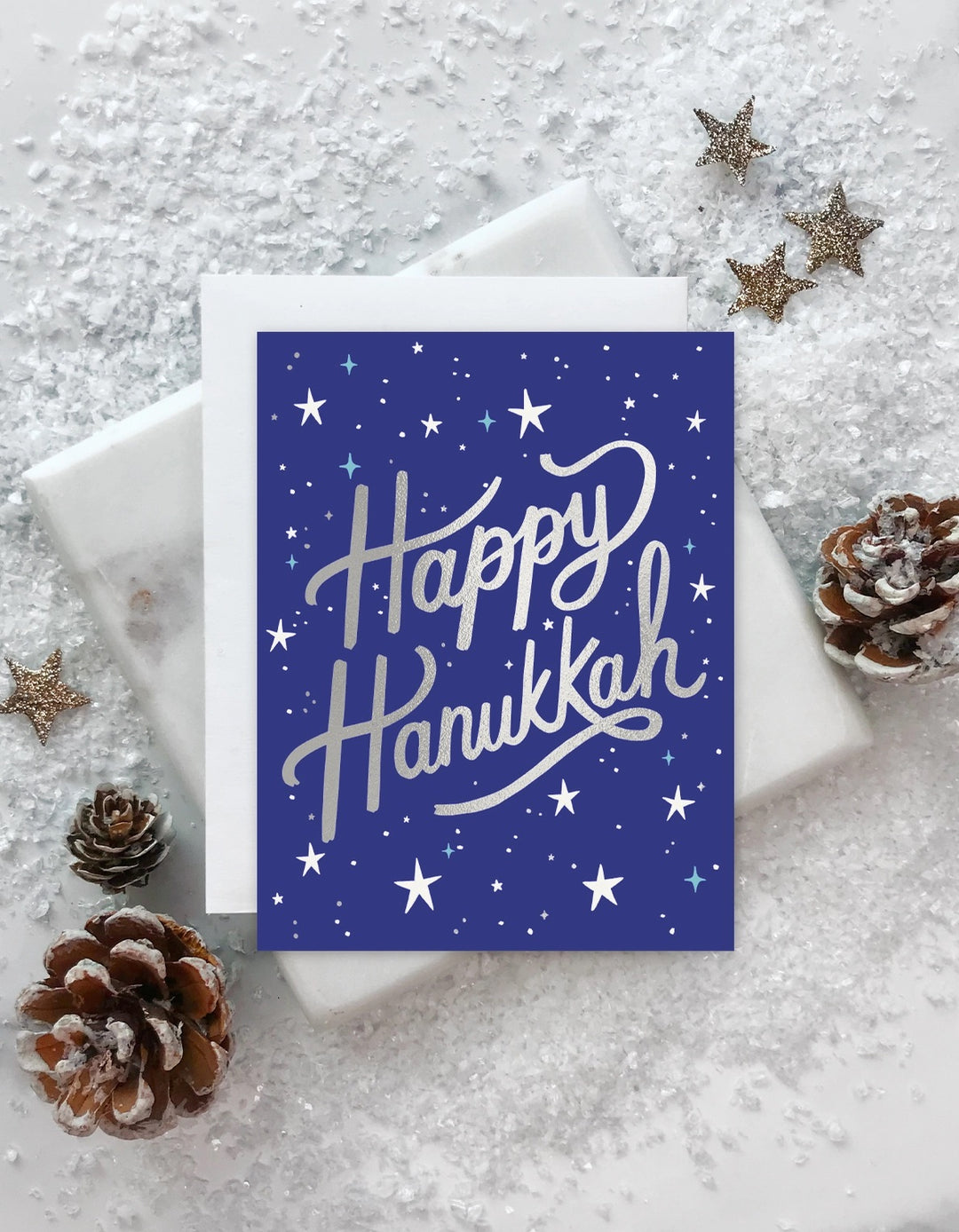 Hanukkah Blue Script Card