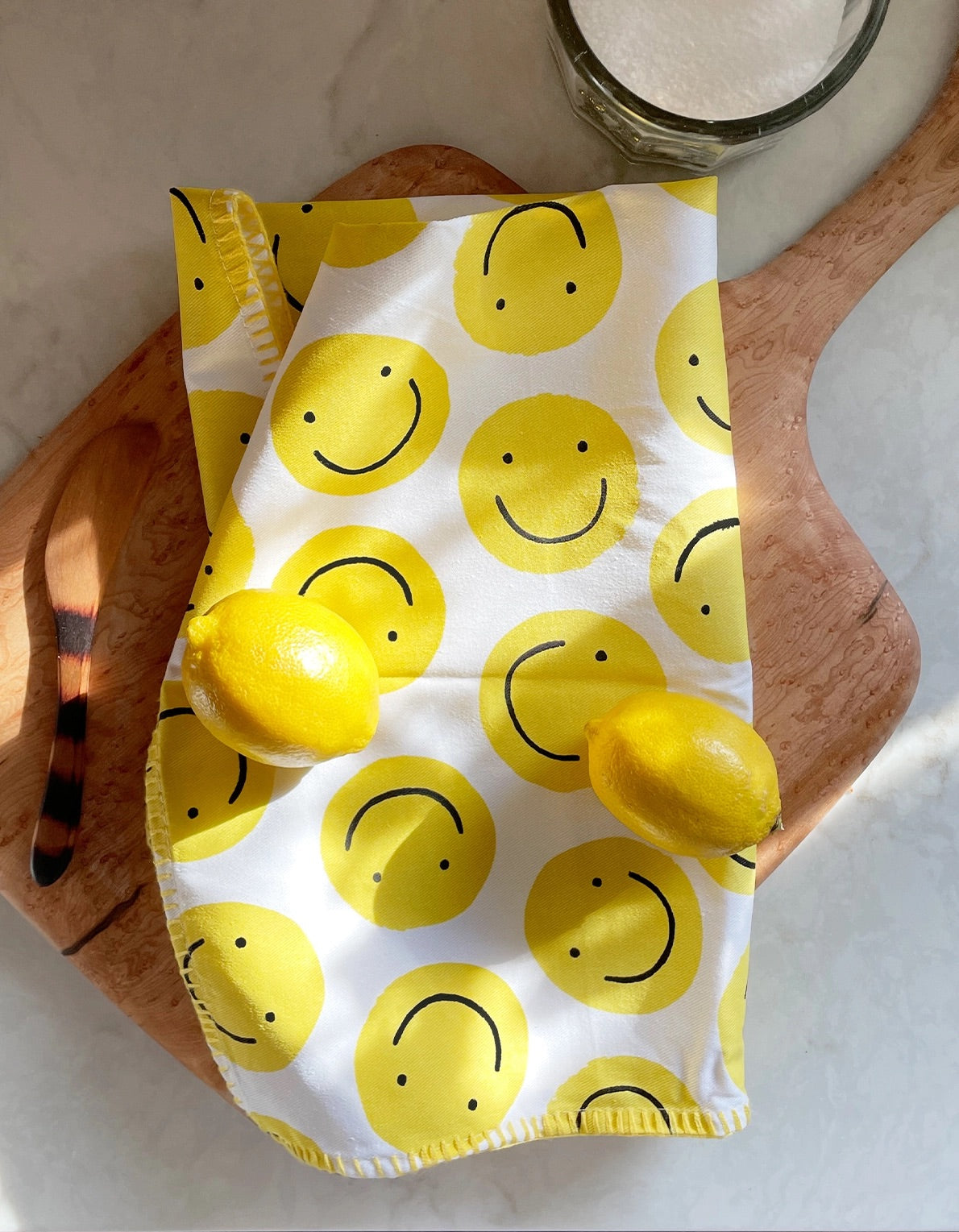 Yellow Smiley Face Tea Towel