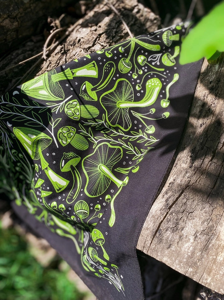 Midnight Mushroom Bandana - Bioluminescence Green
