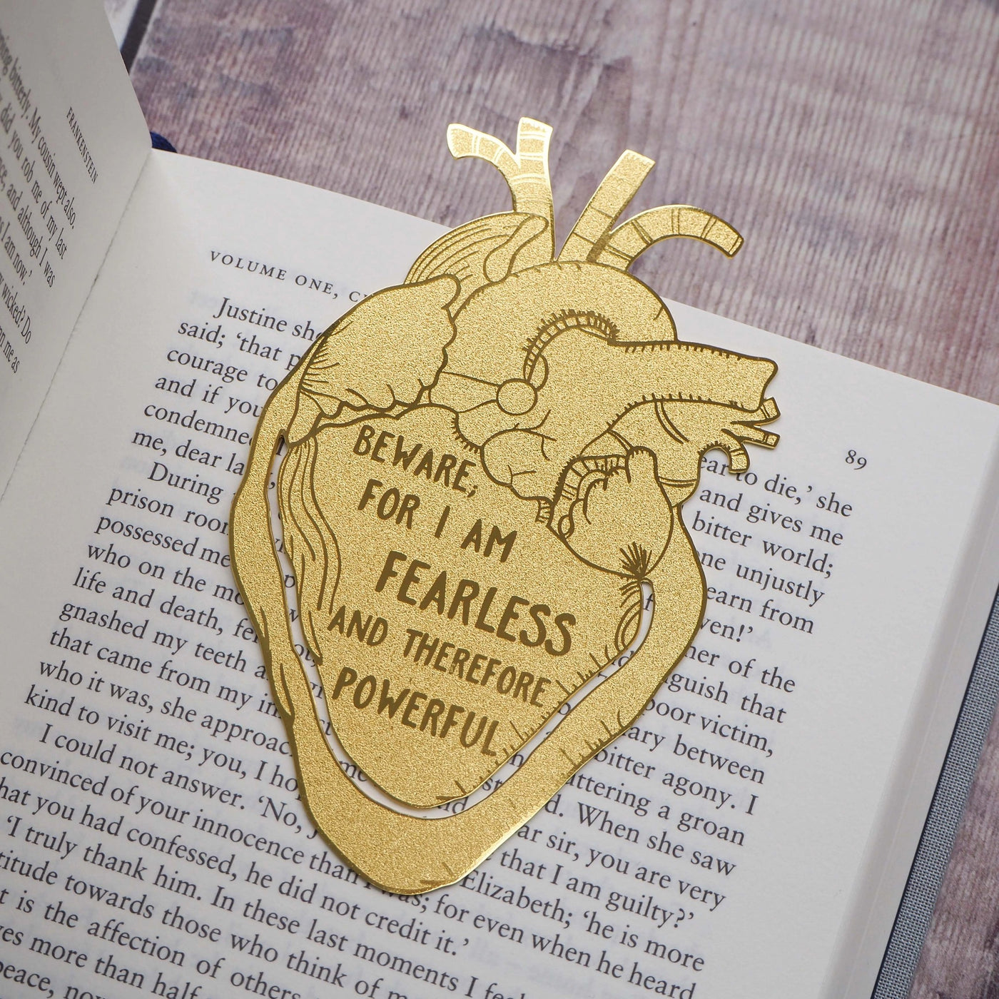 Frankenstein Anatomical Heart Brass Bookmark