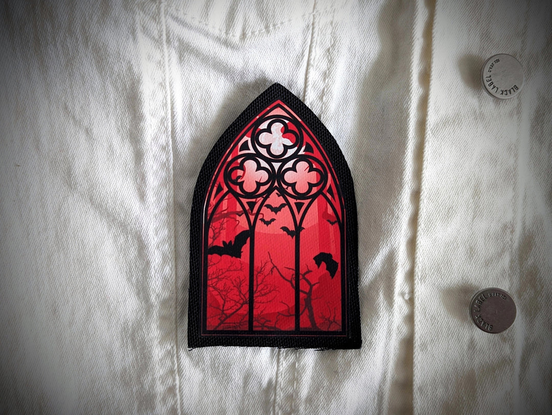 Red Gothic Window Bats Patch