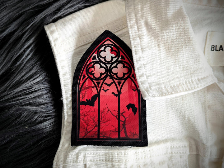 Red Gothic Window Bats Patch
