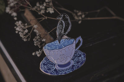 Cup of Nevermore Tea Pin - Blue Brew