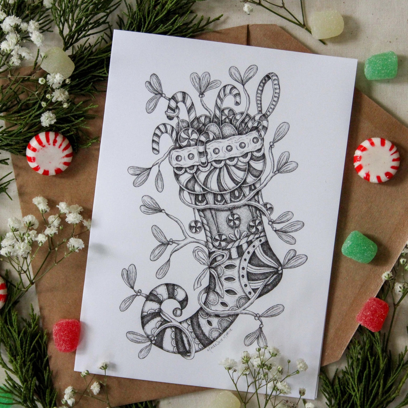Candy Cane Stocking Card