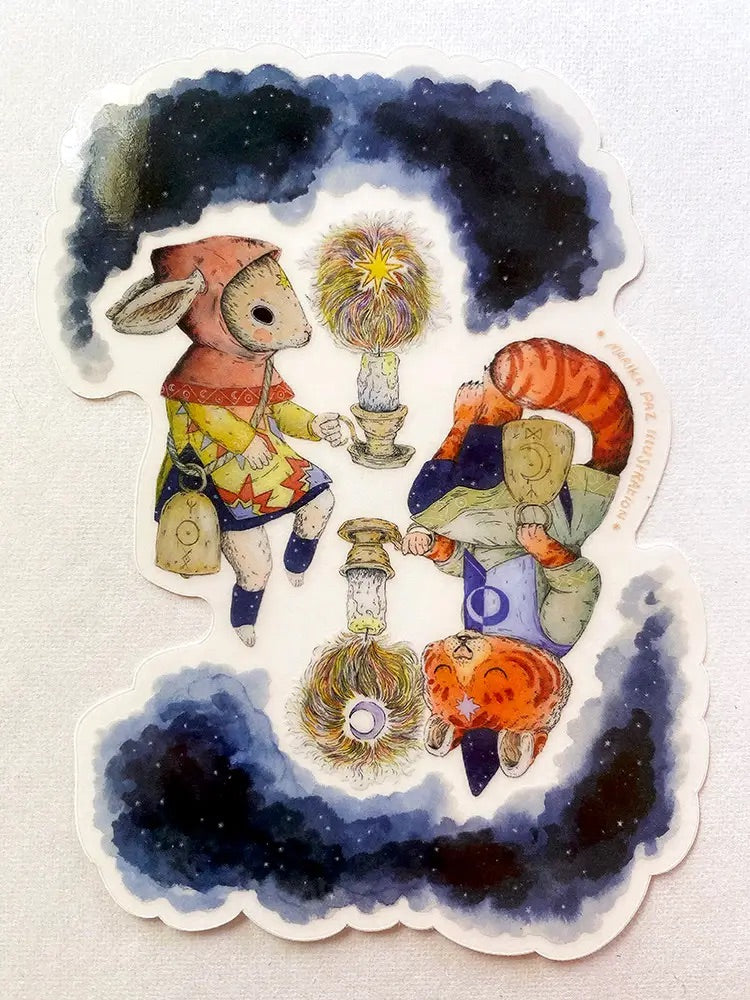 Celestial Beings in Space Clear Sticker