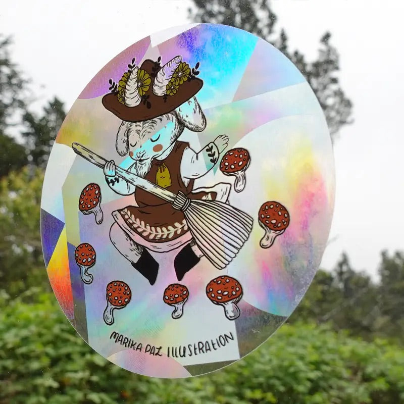 Goat Wizard Suncatcher Sticker