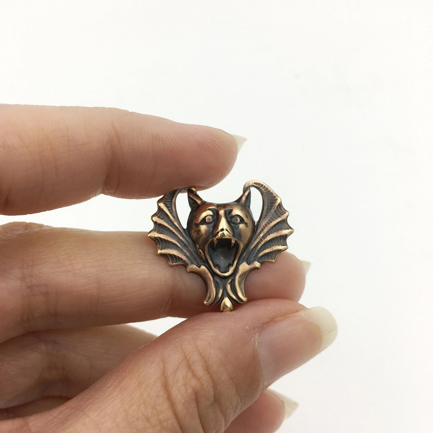 Brass Bat-Faced Gargoyle Pin