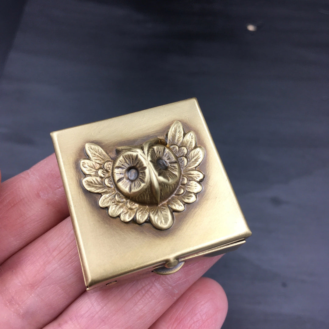 Brass Owl Pill Box