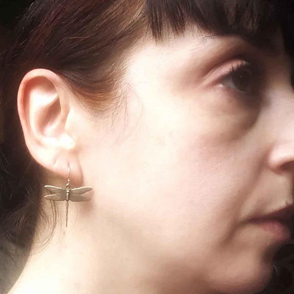 Dangling Dragonfly Brass Earrings