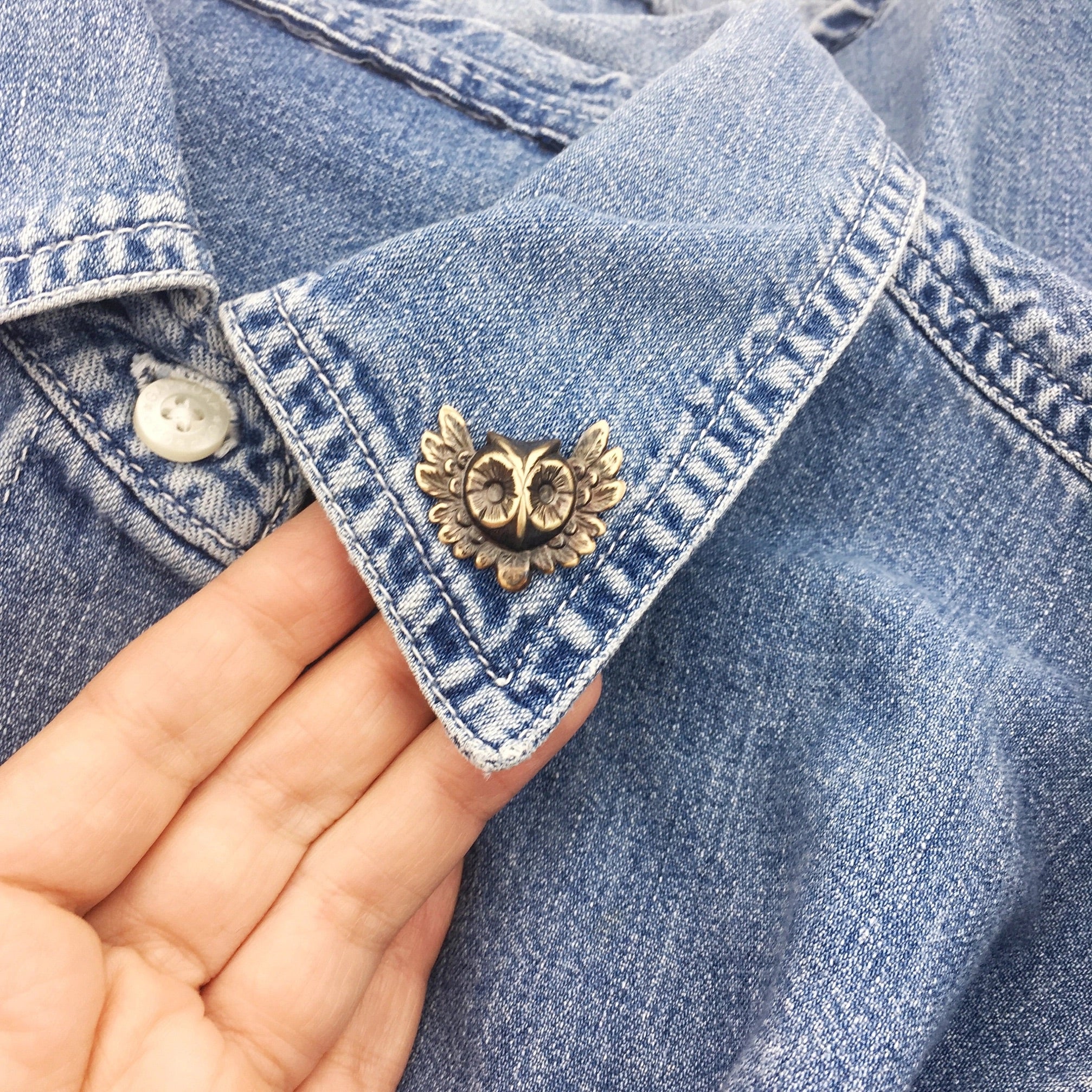 Brass Owl Lapel Pin