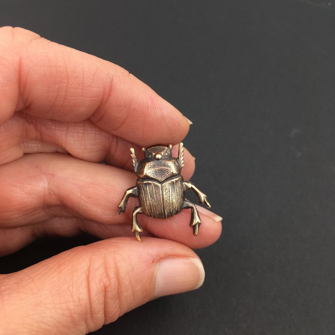 Brass Scarab Beetle Pin