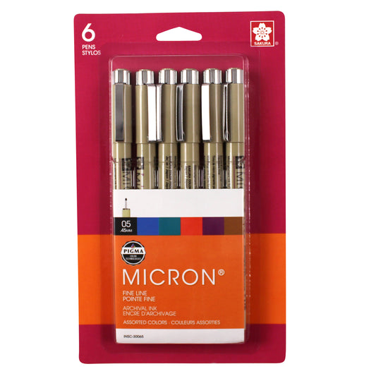 Micron Pens - Assorted Colors 6 Pack