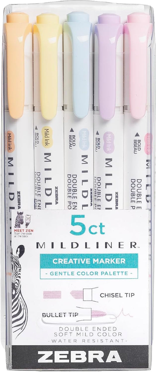 Zebra Mildliner Highlighter Packs - Gentle Pastels