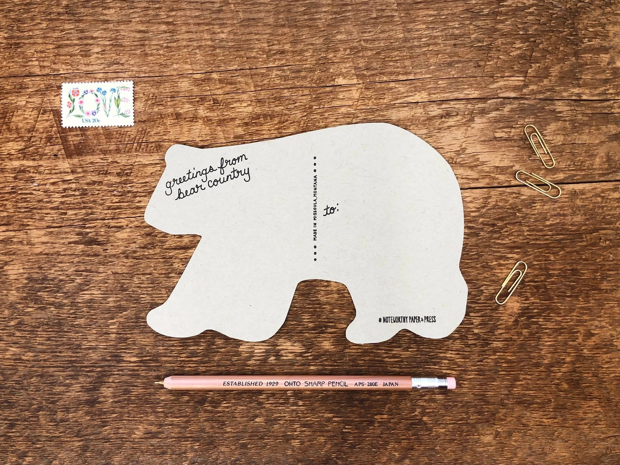 Black Bear Letterpress Postcard