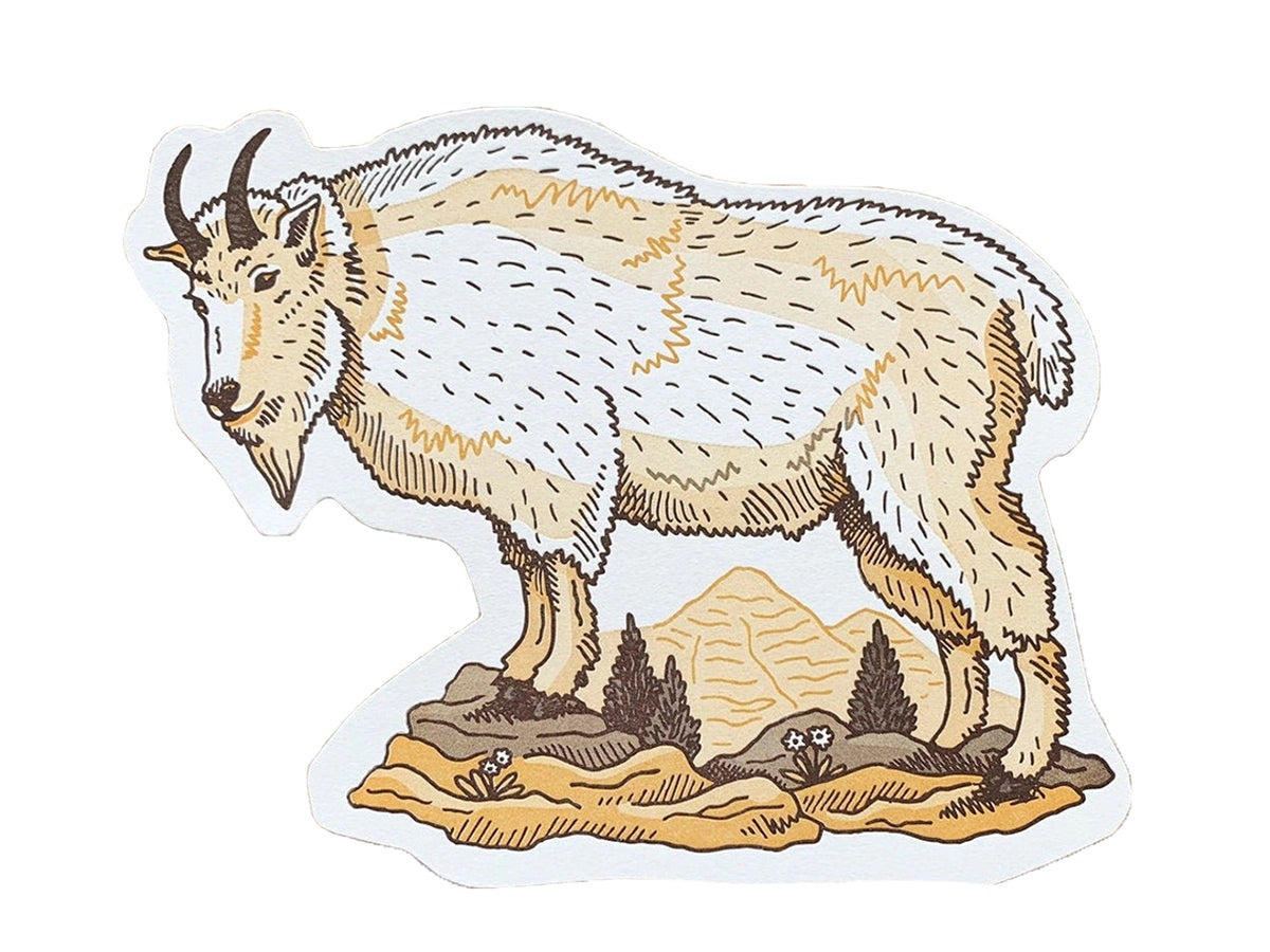Mountain Goat Letterpress Postcard