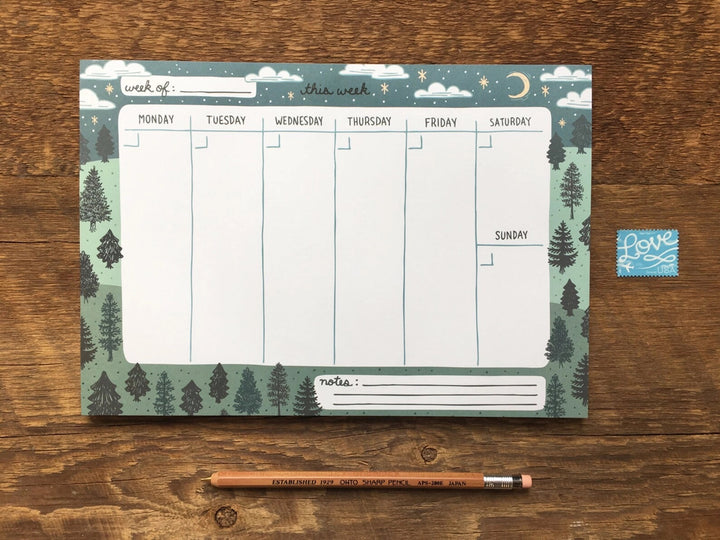 Pine Trees Weekly Desk Planner