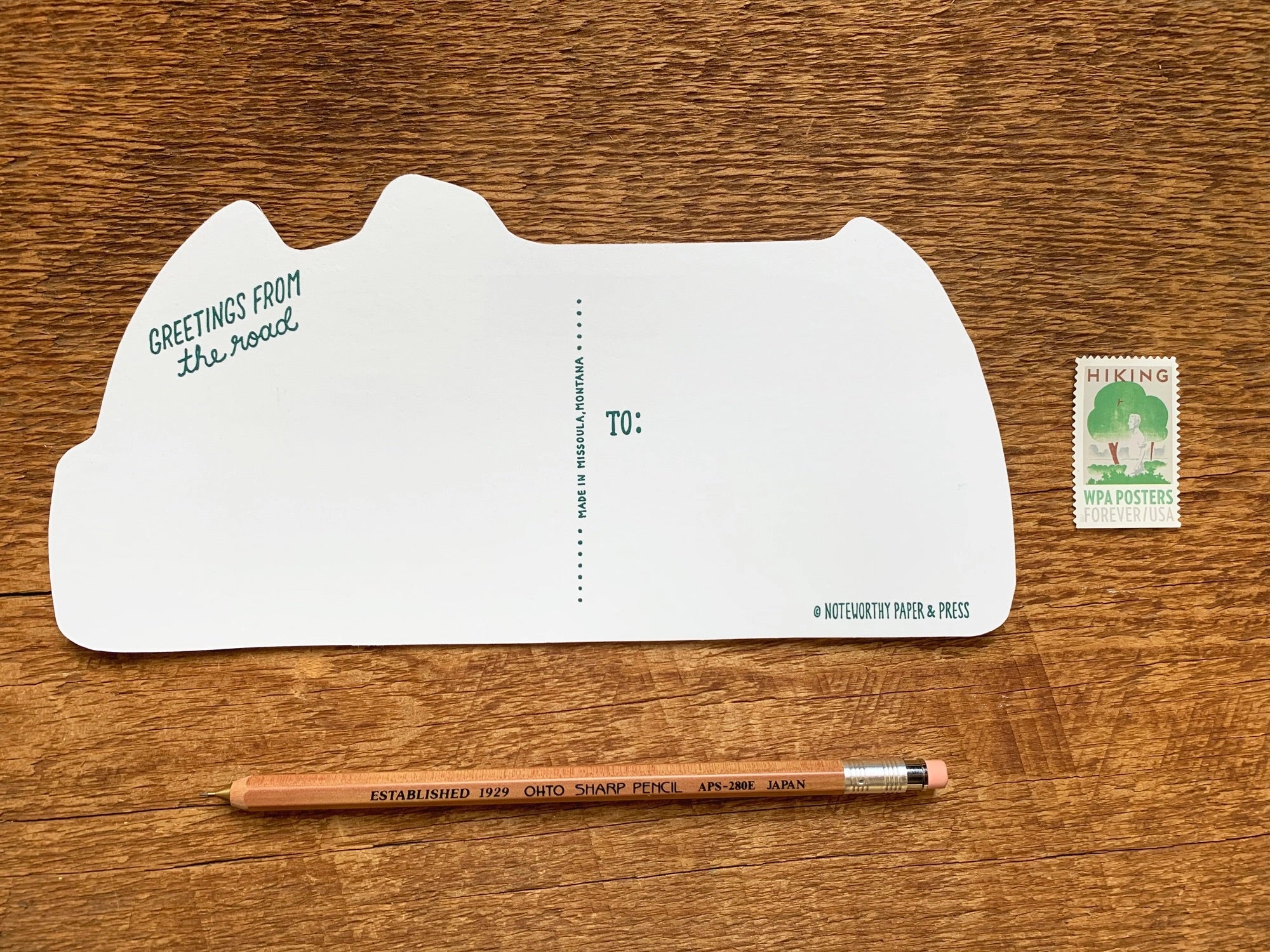 Silver Camper Letterpress Postcard