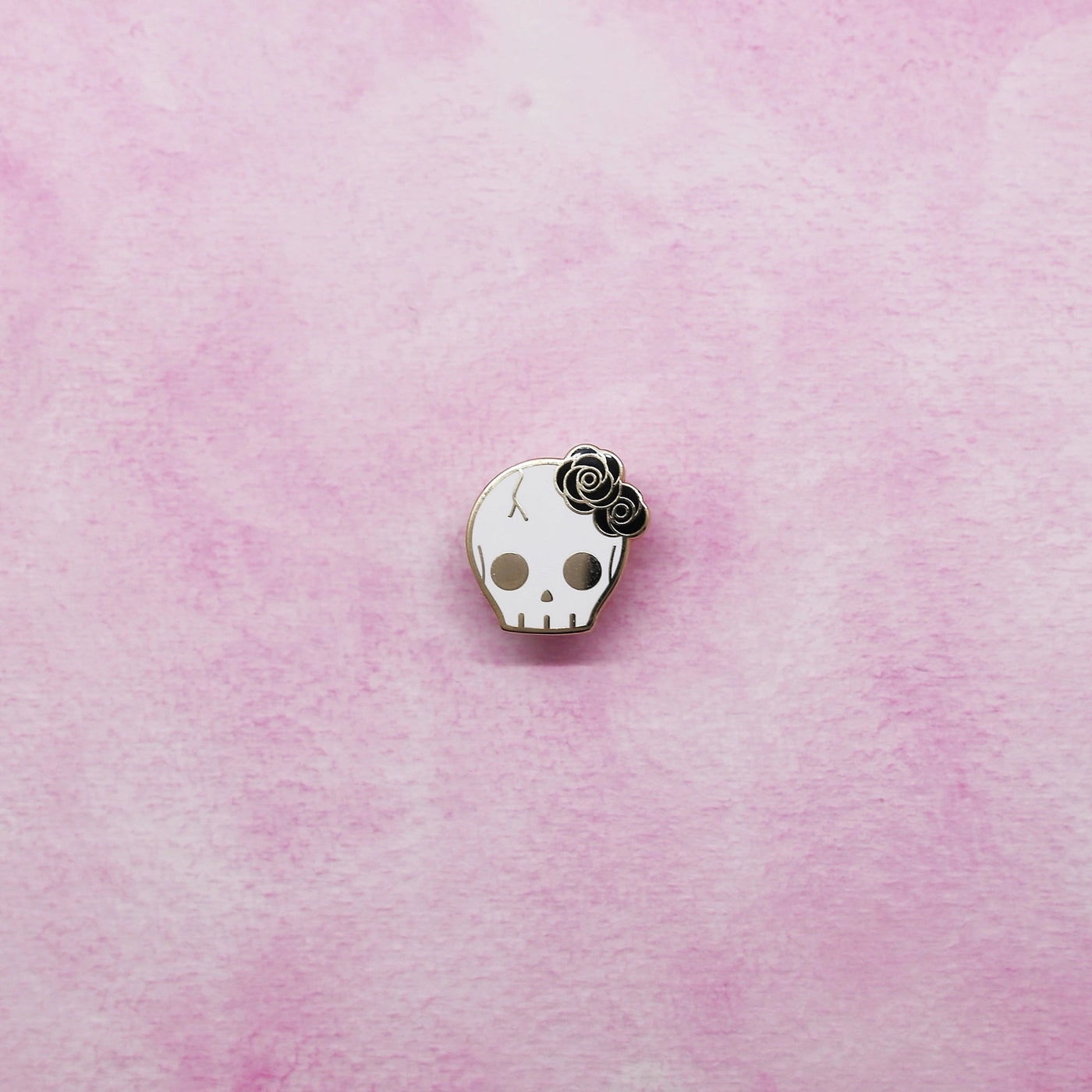 Black Flower Skull Pin