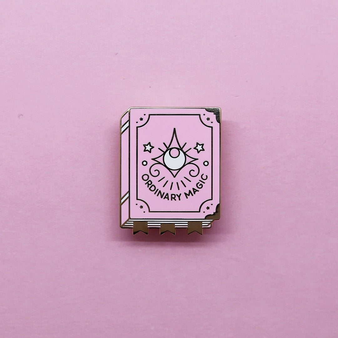 Pink Ordinary Magic Spell Book Pin