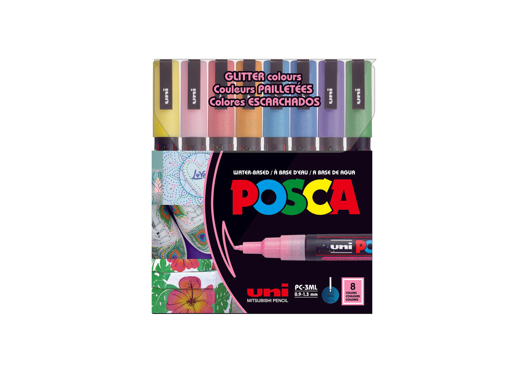 Posca paint pens have been a long-time staple of the art community, they are used to draw on almost any surface, and they make the perfect companion for any artist! The ink is opaque and dries with a matte finish. For a bonus, they’re odorless! Try them out on glass, cardboard, metal, wood, canvas, and more…  P.S. Try it with our Dark Matter Journals!  Details: Set of 8 Paint Pens Fine Tip PC-3M  By Uni Mitsubishi Pencil