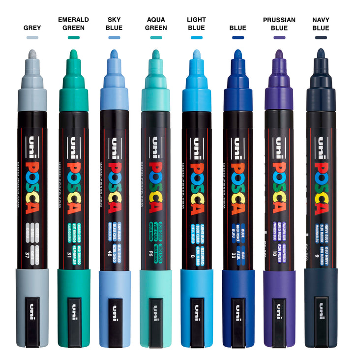 Posca Paint Pen Set - Cool PC-5M - Ocean Waves