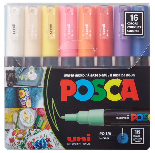 Posca paint pens have been a long-time staple of the art community, they are used to draw on almost any surface, and they make the perfect companion for any artist! The ink is opaque and dries with a matte finish. For a bonus, they’re odorless! Try them out on glass, cardboard, metal, wood, canvas, and more…  P.S. Try it with our Dark Matter Journals!  Details: Set of 16 Paint Pens Fine Tip PC-1M  By Uni Mitsubishi Pencil