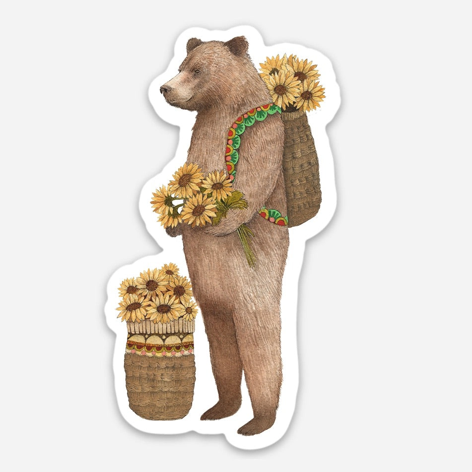 Sunflower Bear Sticker