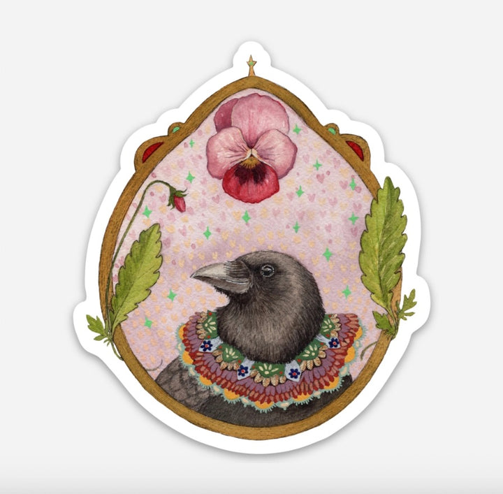 Crow of Pansies Sticker