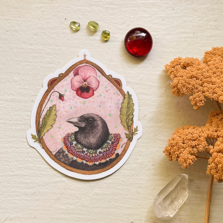 Crow of Pansies Sticker