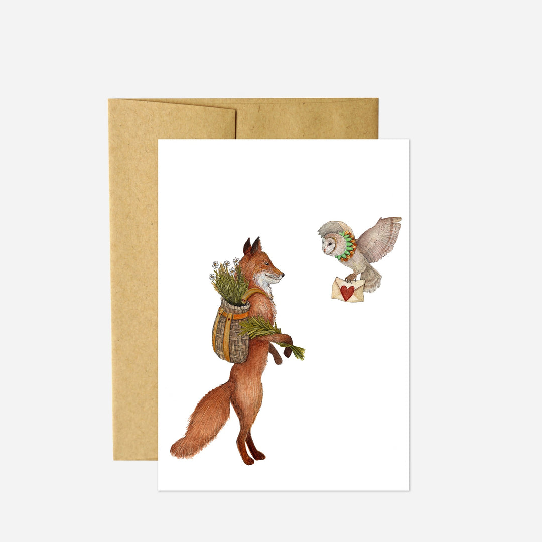 A Lovely Greeting Card - Fox and Owl